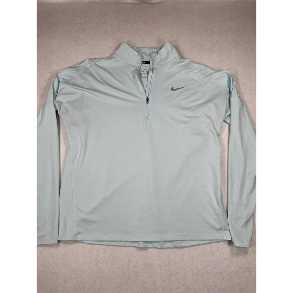 Nike Running Dri-FIT Women's Pullover Sweatshirt Size L Blue 1/4 Zip Athletic